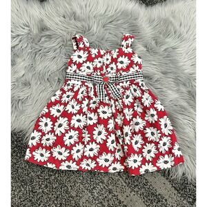 Ashley Ann Girls White Daisy On Red Dress Size 2T